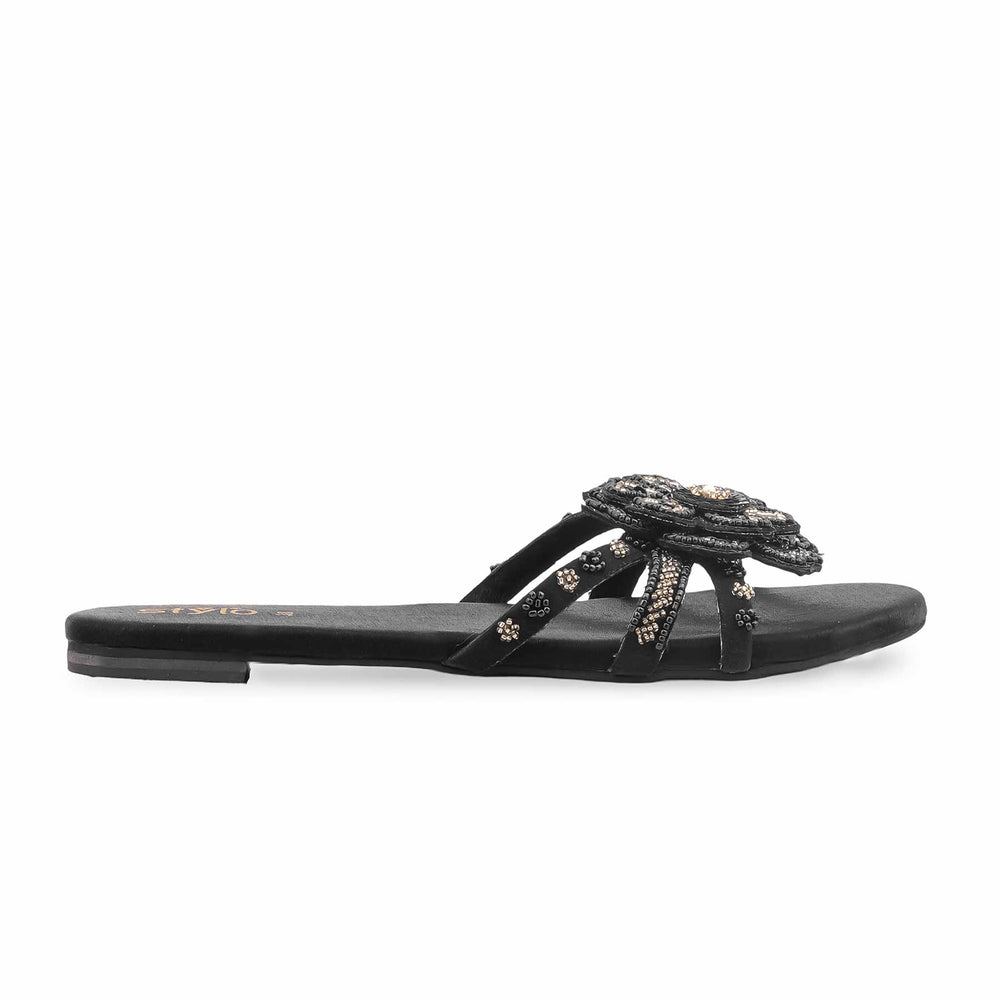 Black Ethnic Slipper For Women EC0245