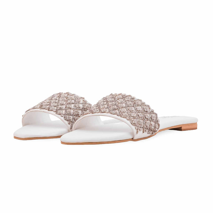 White Fancy Slipper For Ladies EC0246