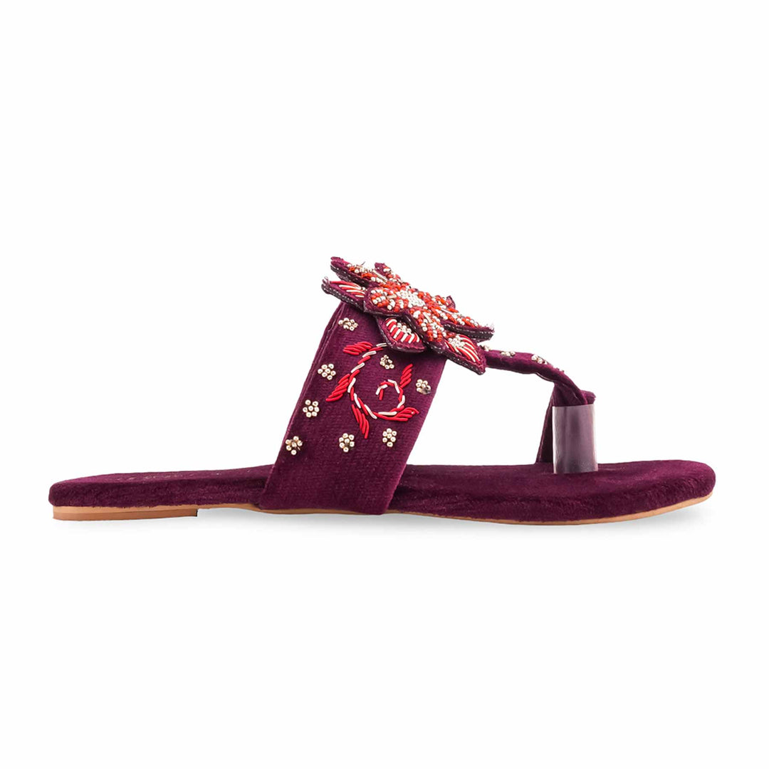 Maroon Ethnic Chappal For Ladies EC0247