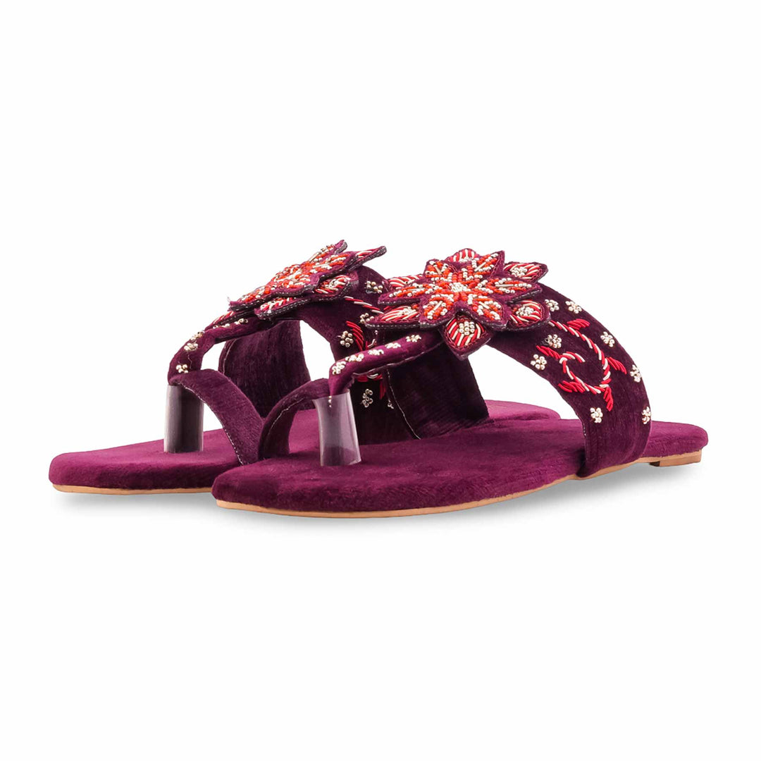 Maroon Ethnic Chappal For Ladies EC0247