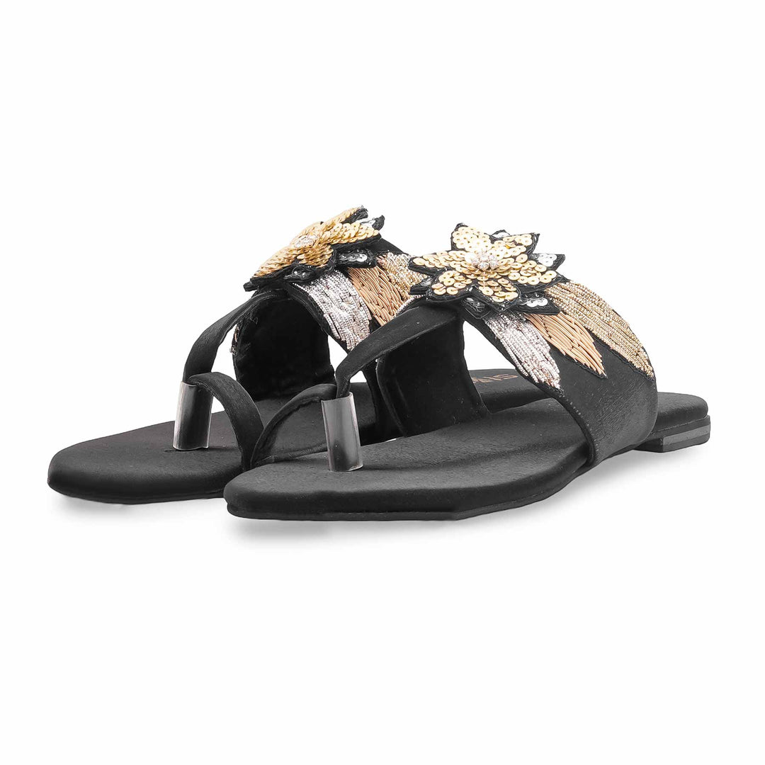 Black Ethnic Chappal For Women EC0248
