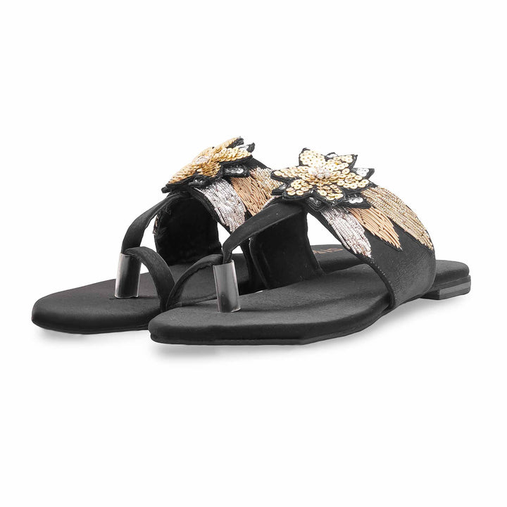 Black Ethnic Chappal For Women EC0248