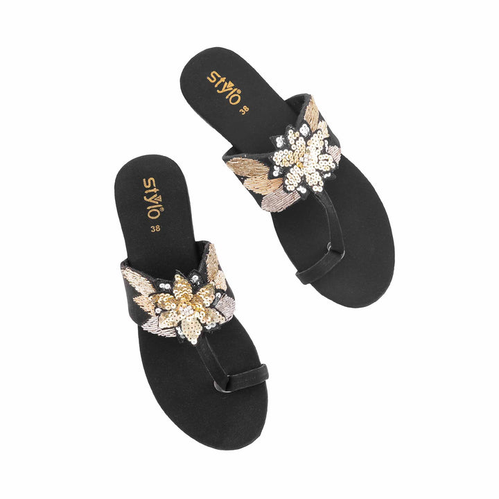 Black Ethnic Chappal For Women EC0248
