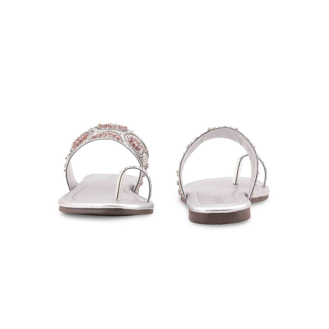 Silver Fancy Chappal For Ladies EC0249