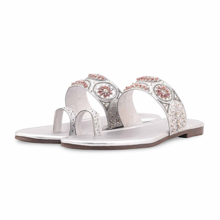 Silver Fancy Chappal For Ladies EC0249