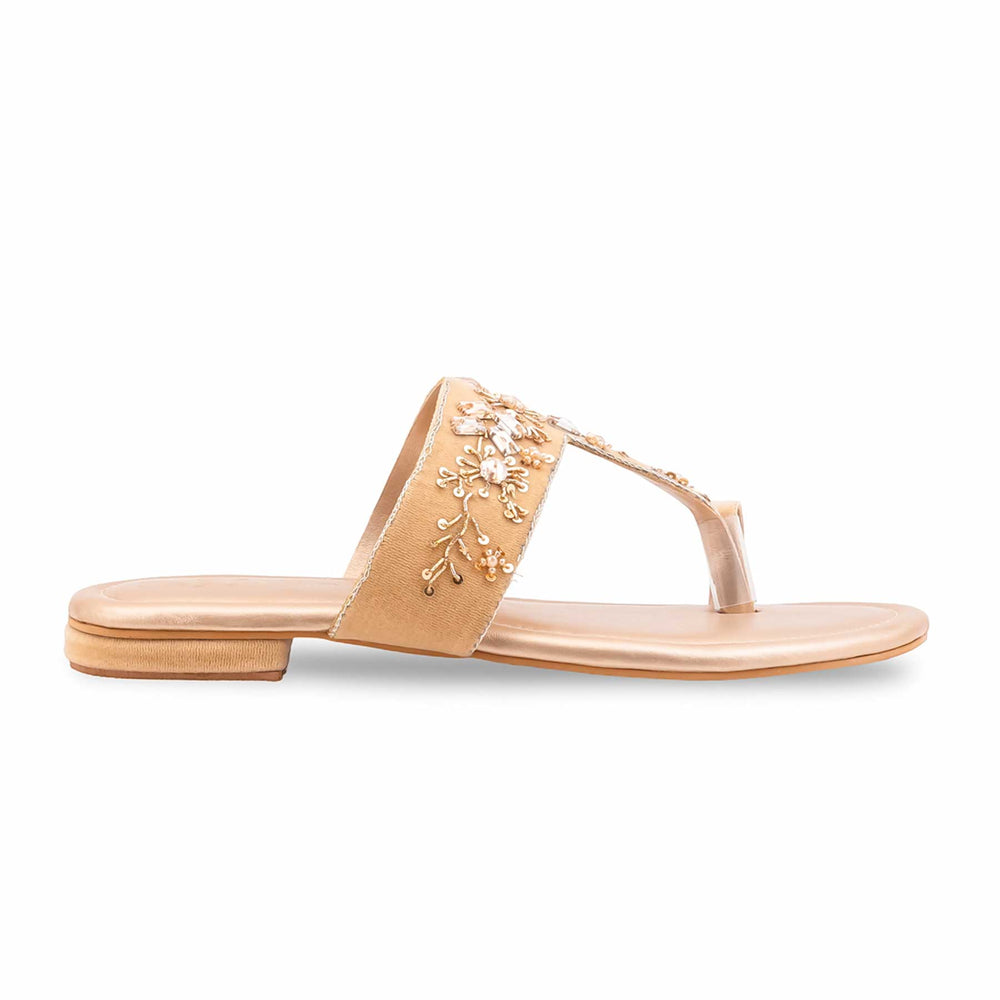 Golden Ethnic Chappal For Women EC0254