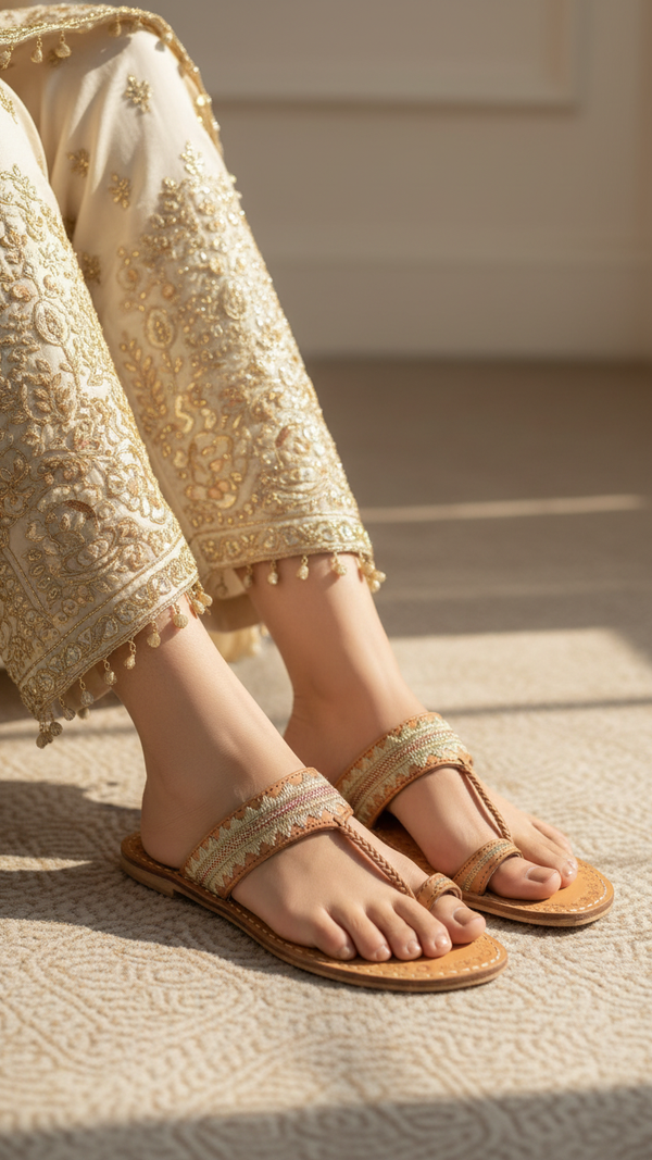 Beige Kolapoori Chappal EC0255