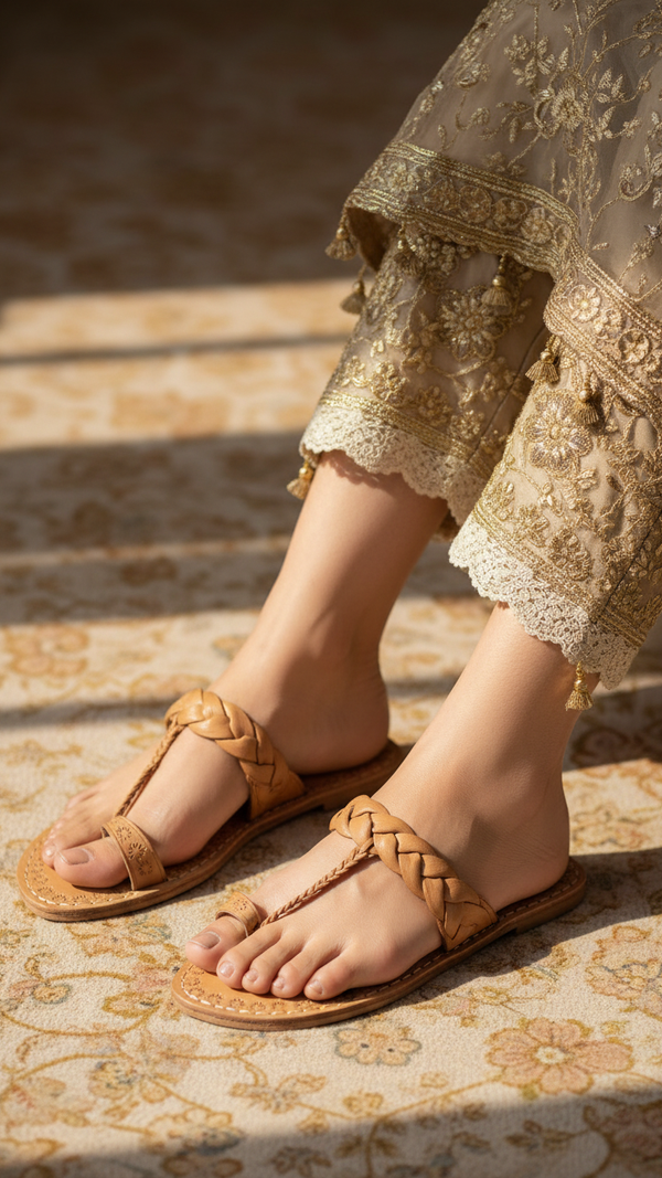 Beige Kolapoori Chappal EC0258