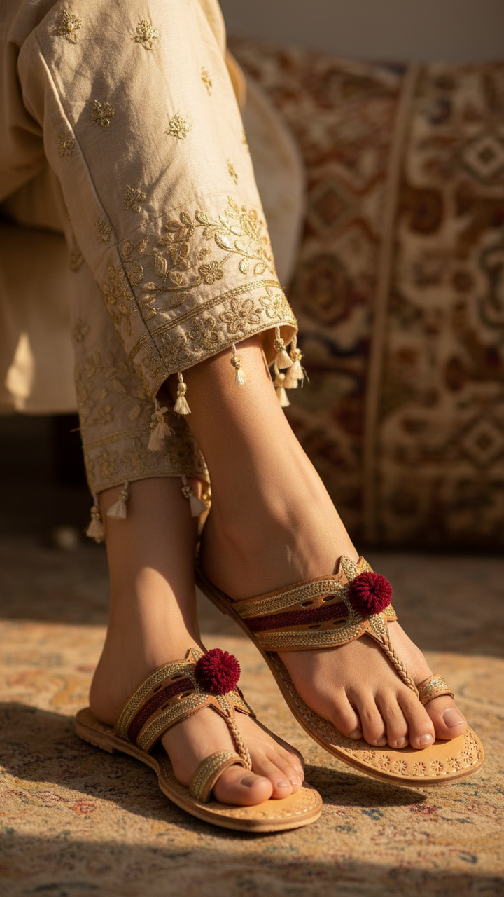 Maroon Kolapoori Chappal EC0260