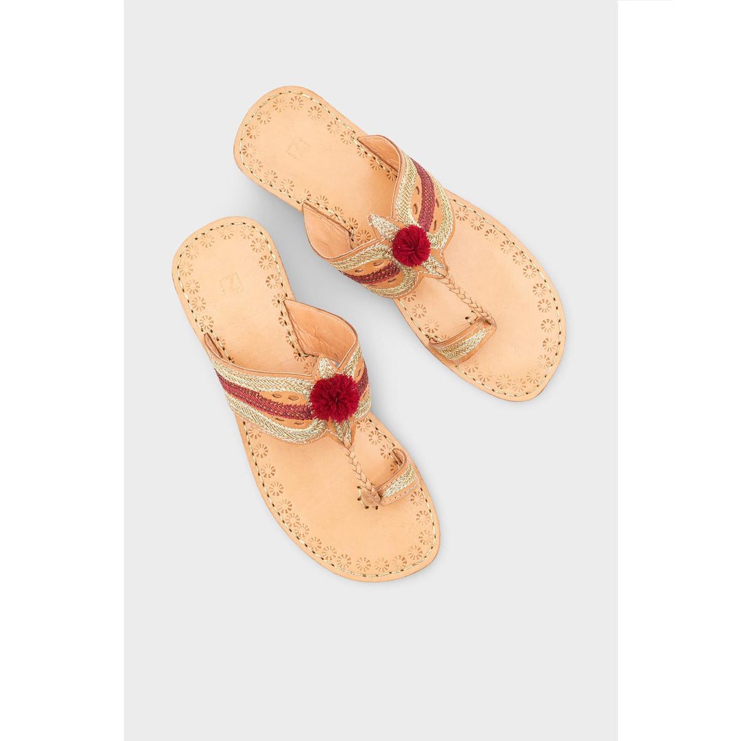 Maroon Kolapoori Chappal EC0260