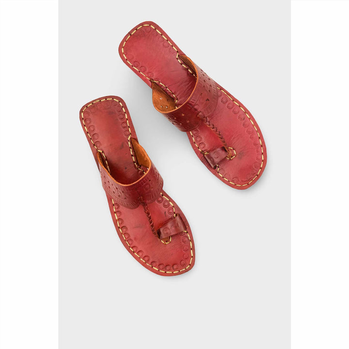 Maroon Leather Kolapori For Women EC0262