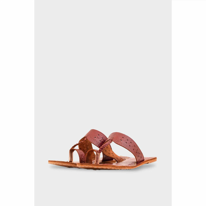 Maroon Leather Kolapori For Women EC0262