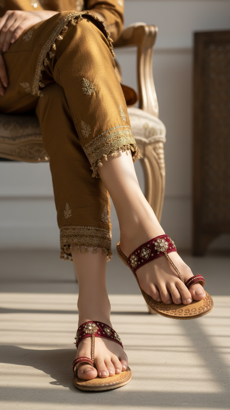 Maroon Leather Kolapoori Chappal EC0284