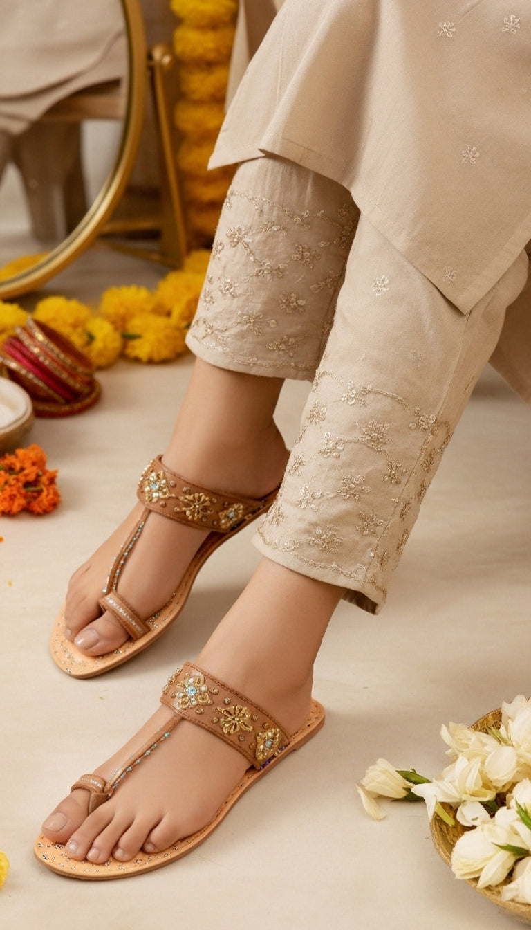 Golden Leather Kolapori For Women EC0284