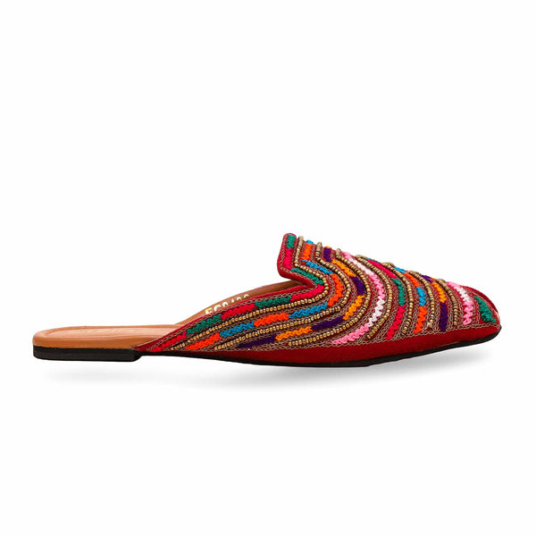 Maroon Back Open Fancy Khussa EC8486