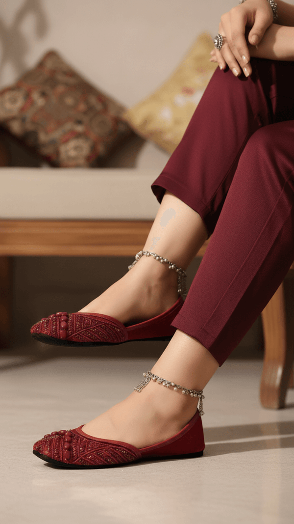 Maroon Fancy Khussa EC8521
