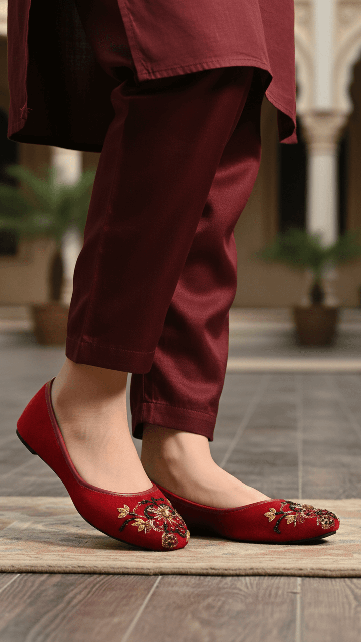 Maroon Fancy Women Khussa EC8558