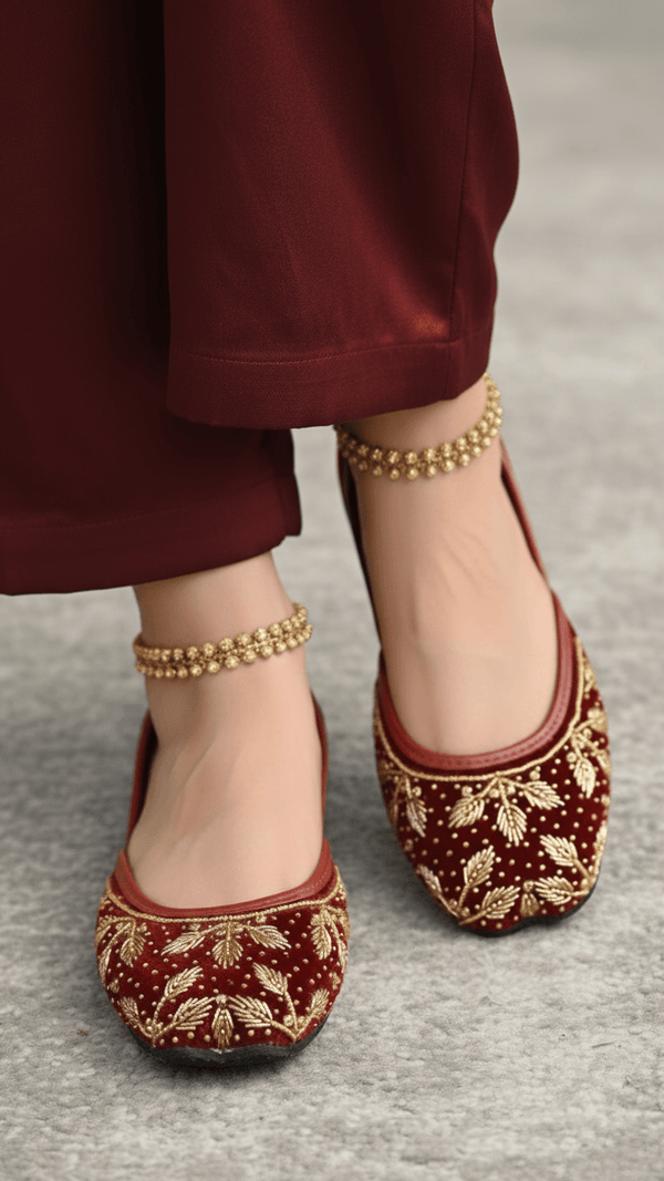 Maroon Fancy Khussa EC8565