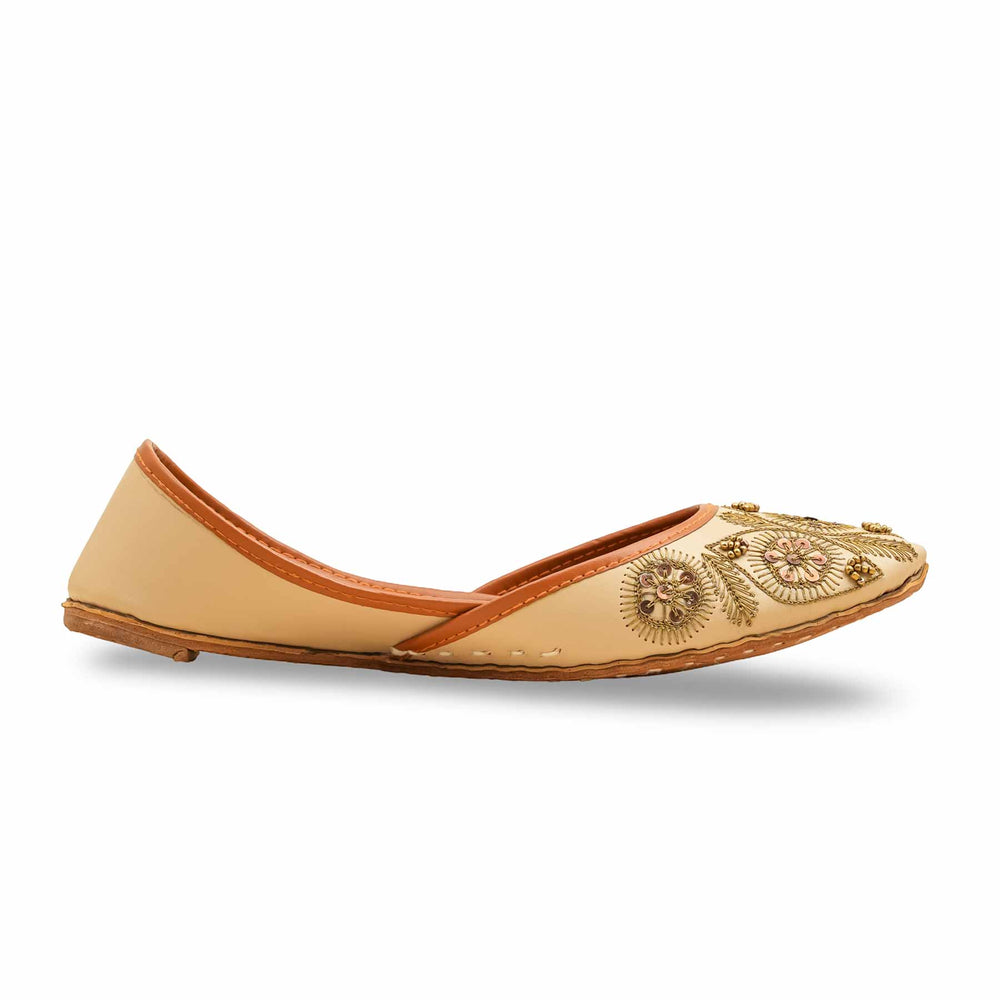 Beige Ethnic Khusa For Ladies EC8603