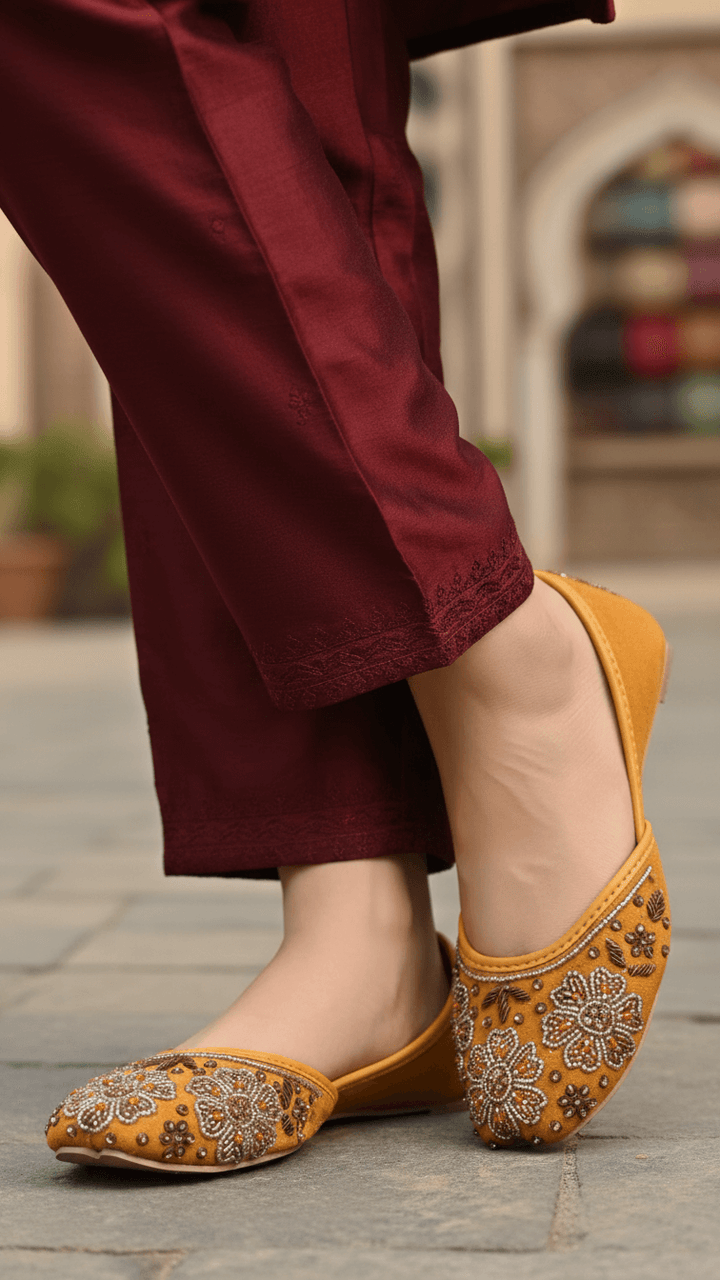 Mustard Fancy Women Khussa EC8607