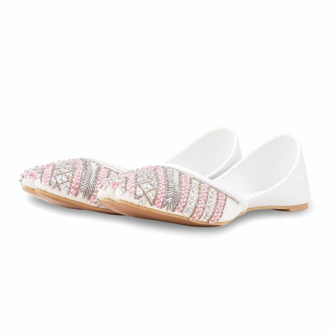 White Ethnic Khusa For Women EC8608
