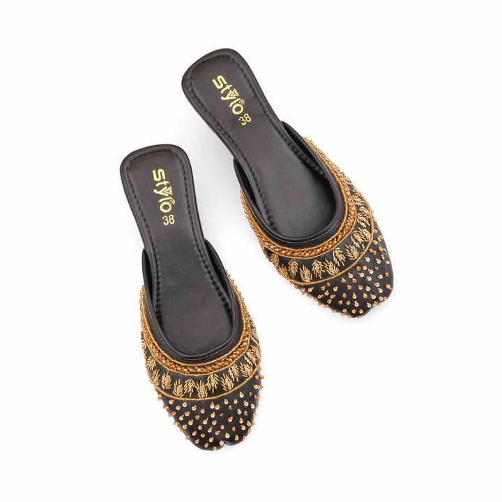 Black Fancy Back Open Khussa EC8612