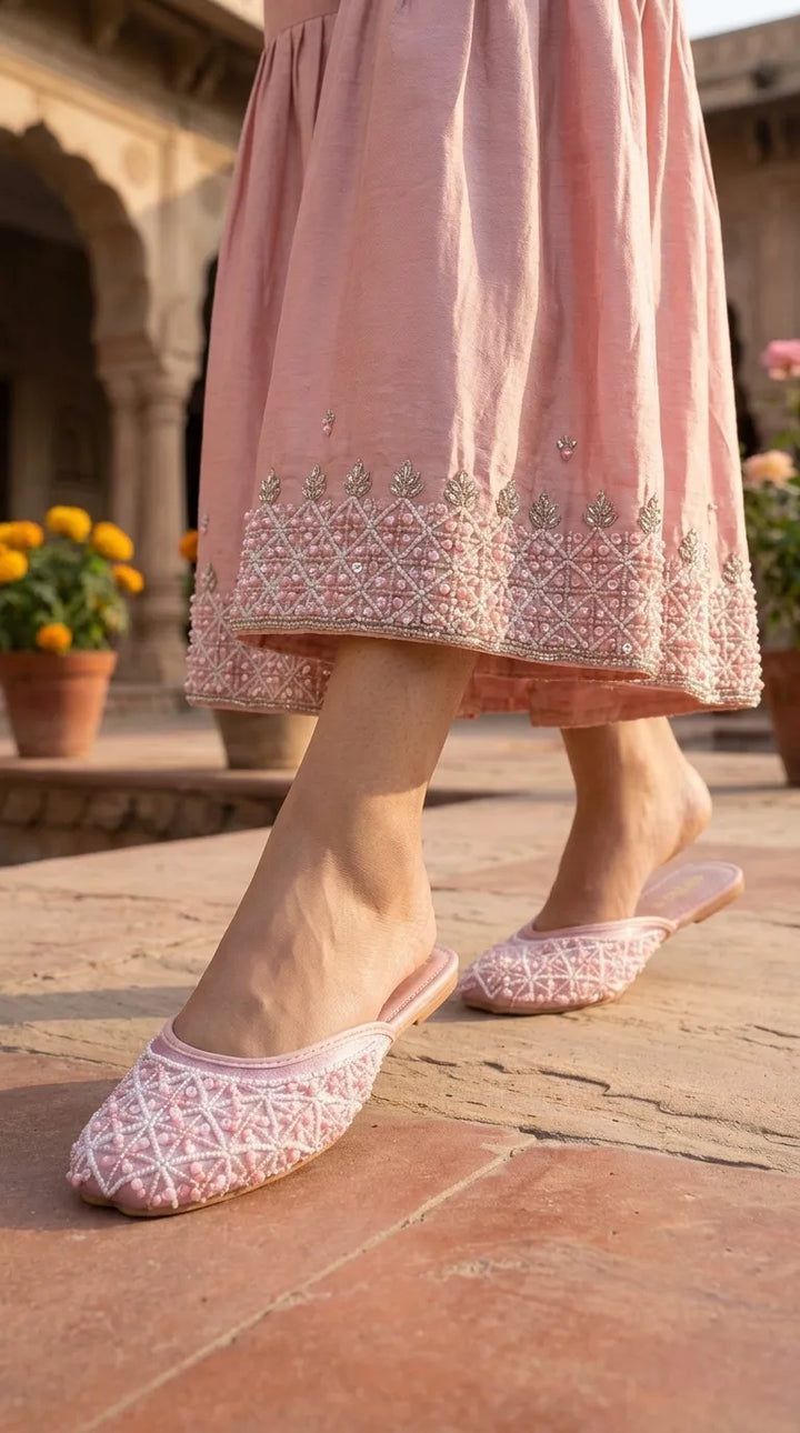 Pink Fancy Back Open Khussa EC8613