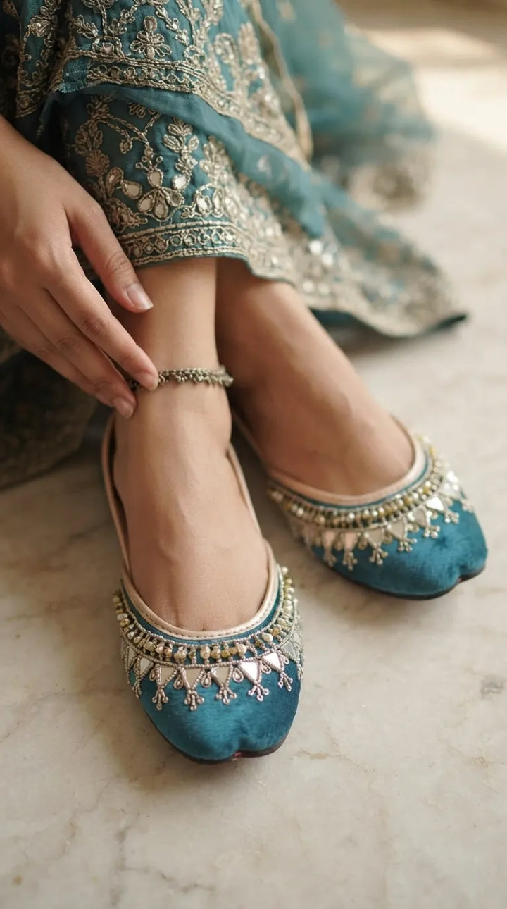 Blue Fancy Khussa For Women EC8619