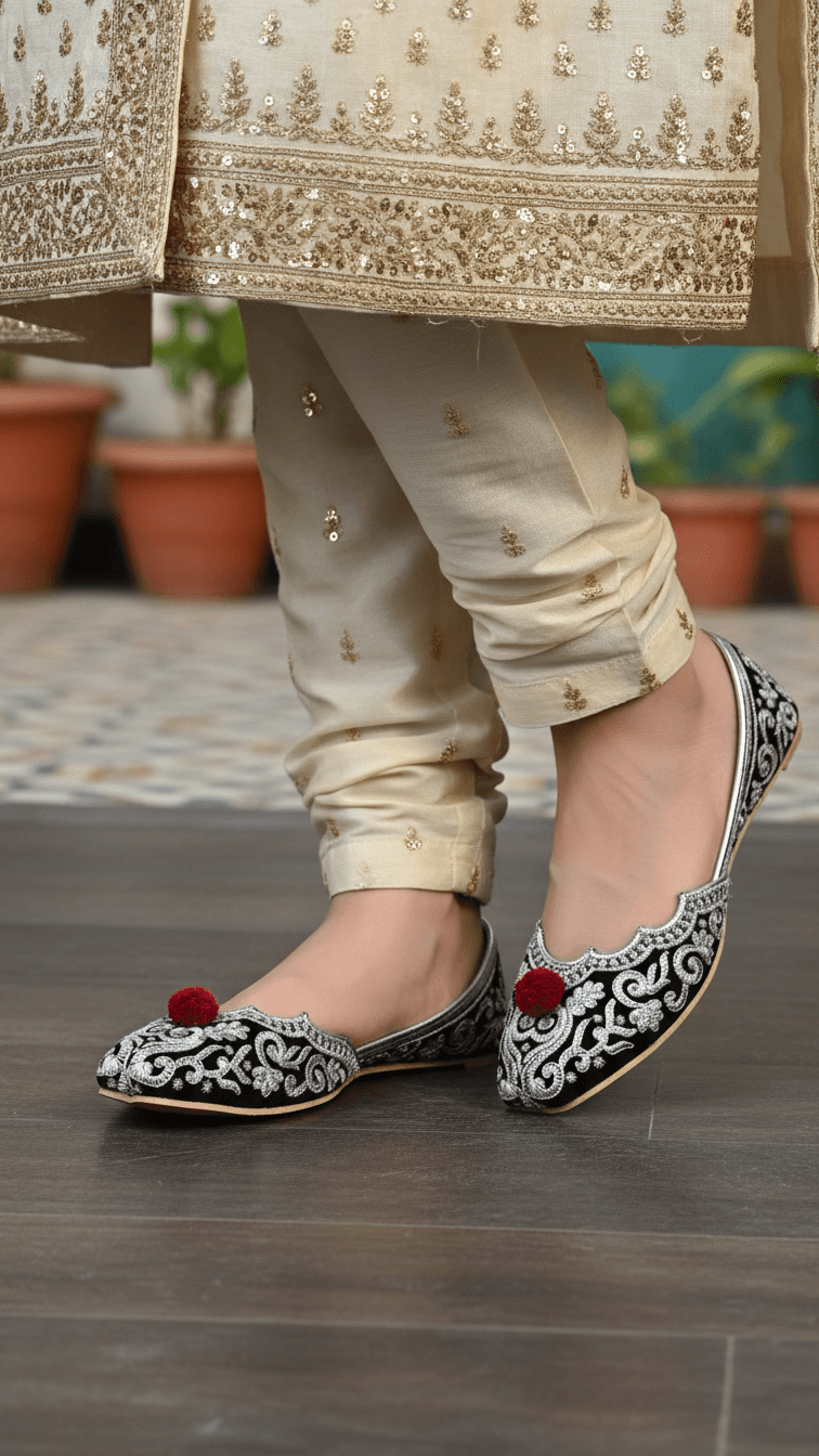 Silver Ethnic Khussa For Ladies EC8622