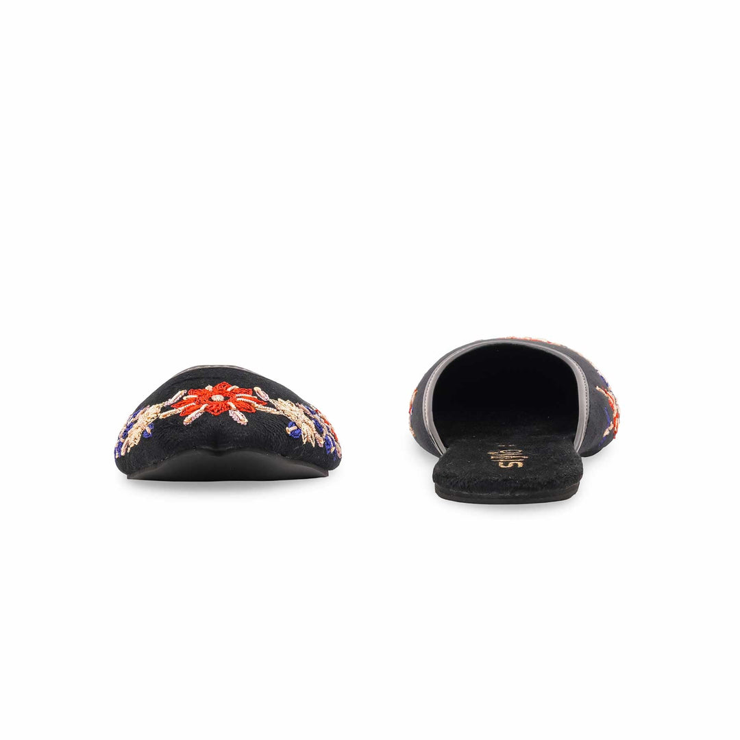 Black Ethnic Back Open Khussa For Women EC8624