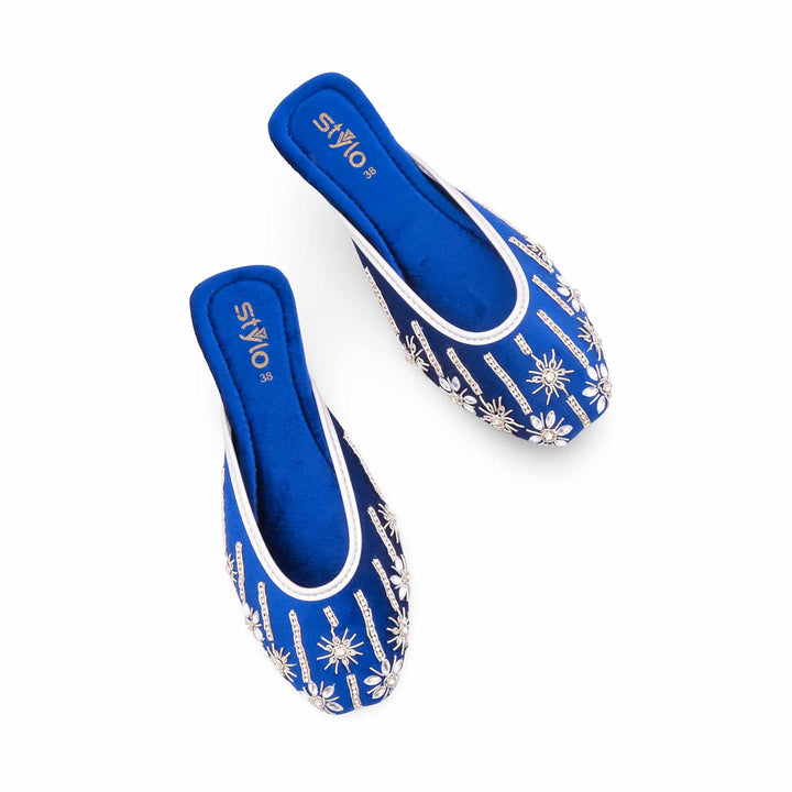 Blue Fancy Back Open Khussa EC8631
