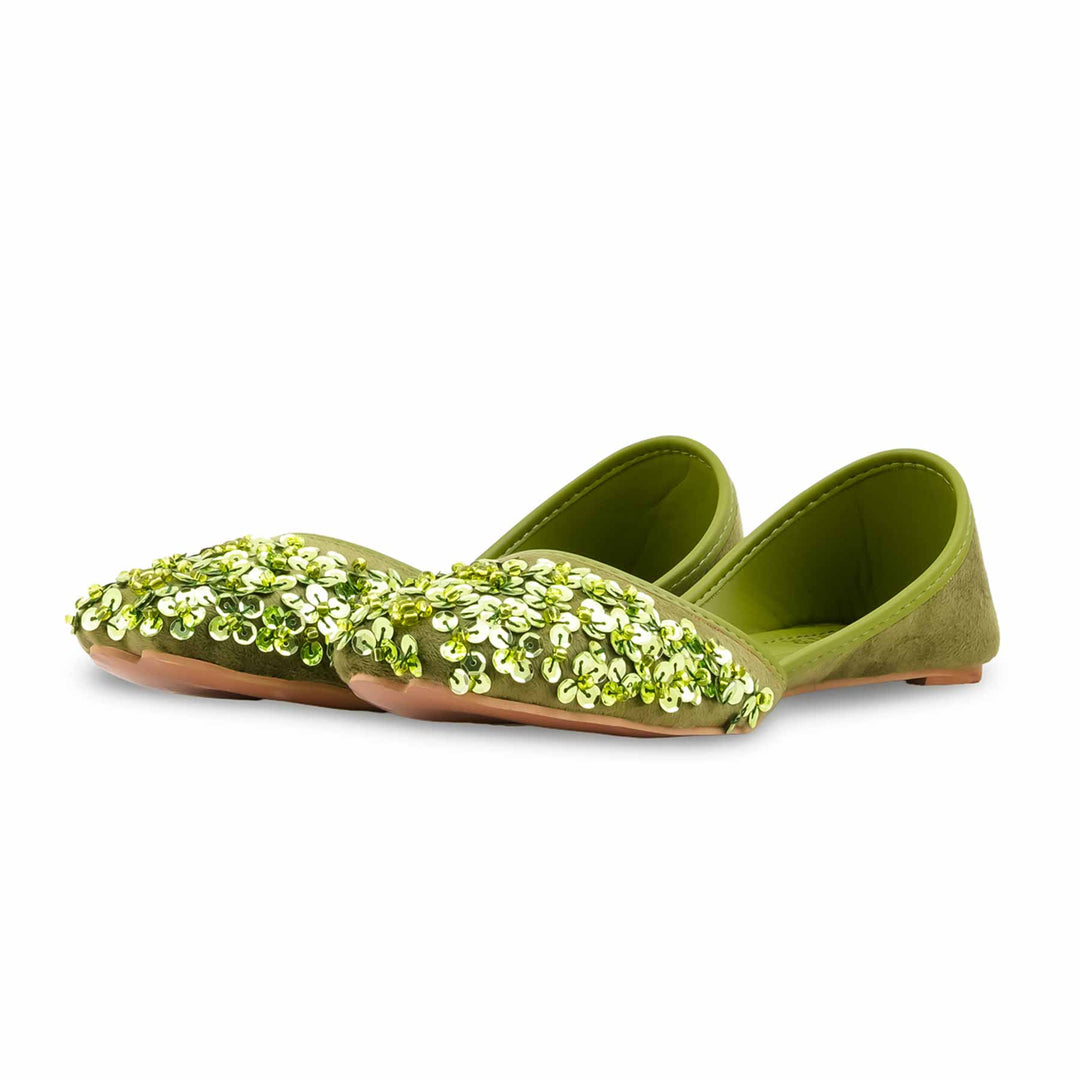 Green Fancy Khussa For Ladies EC8634