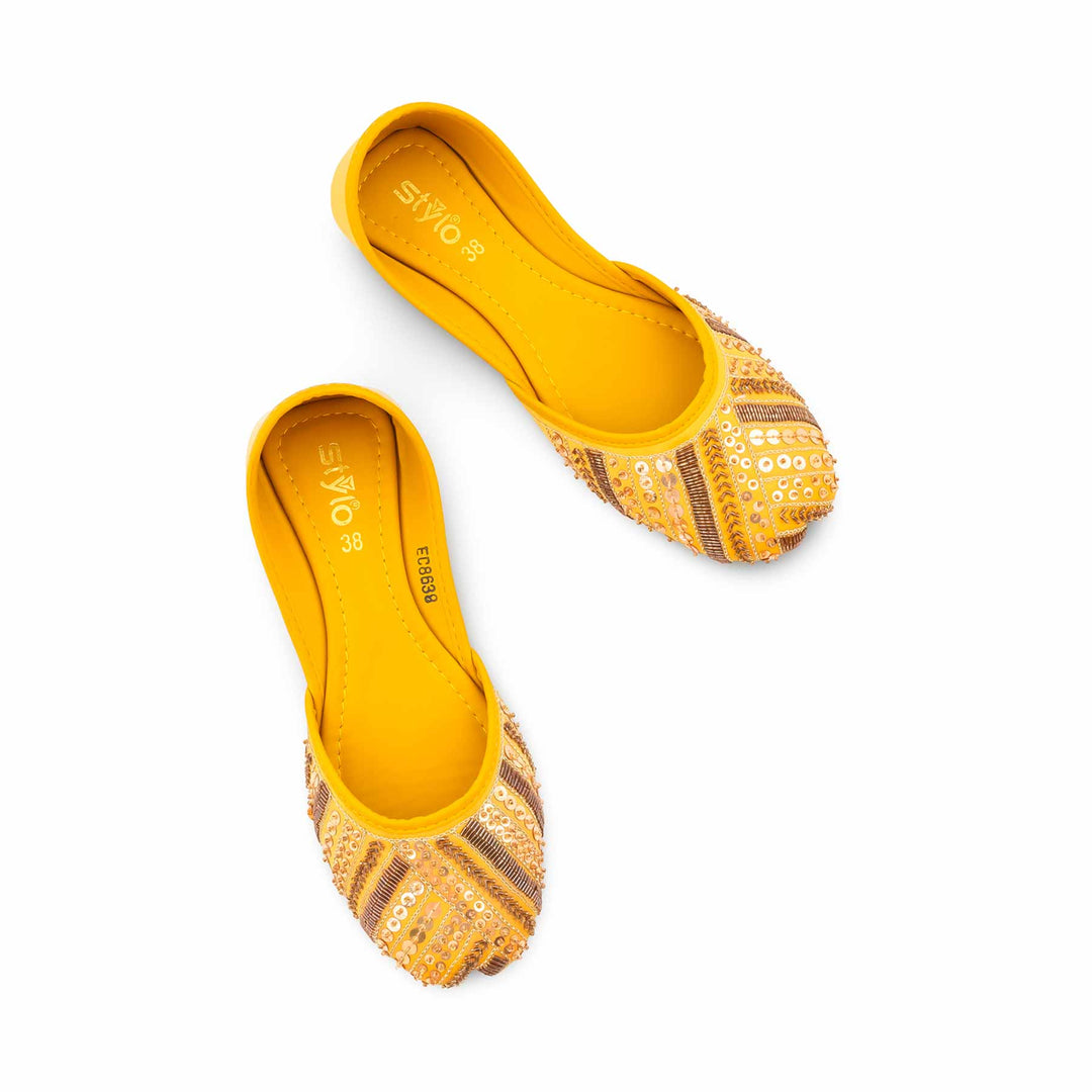 Yellow Fancy Khussa For Ladies EC8638