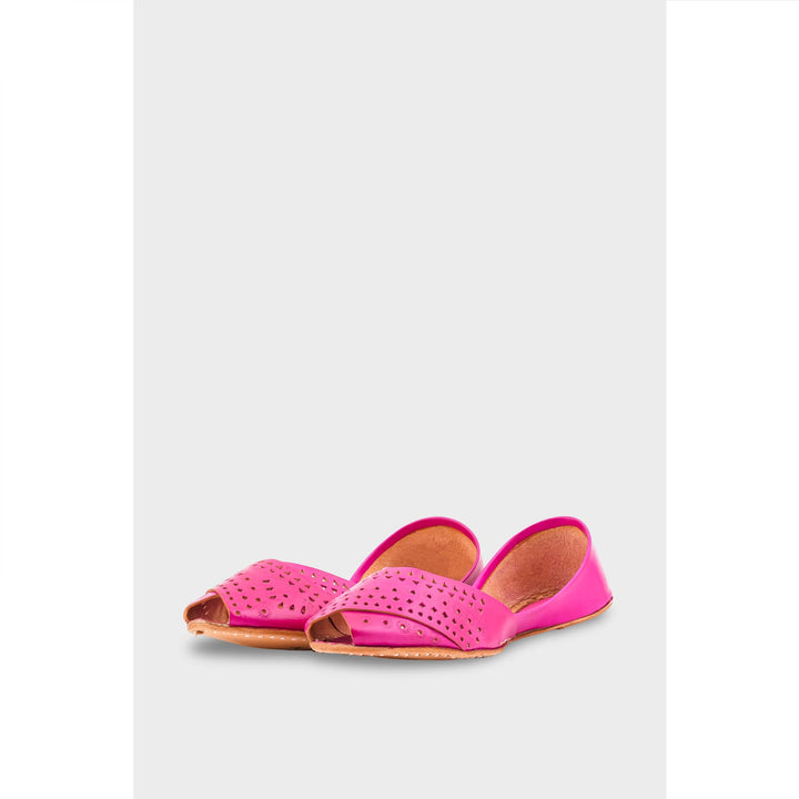 SK Pink Leather Khussa EC8639