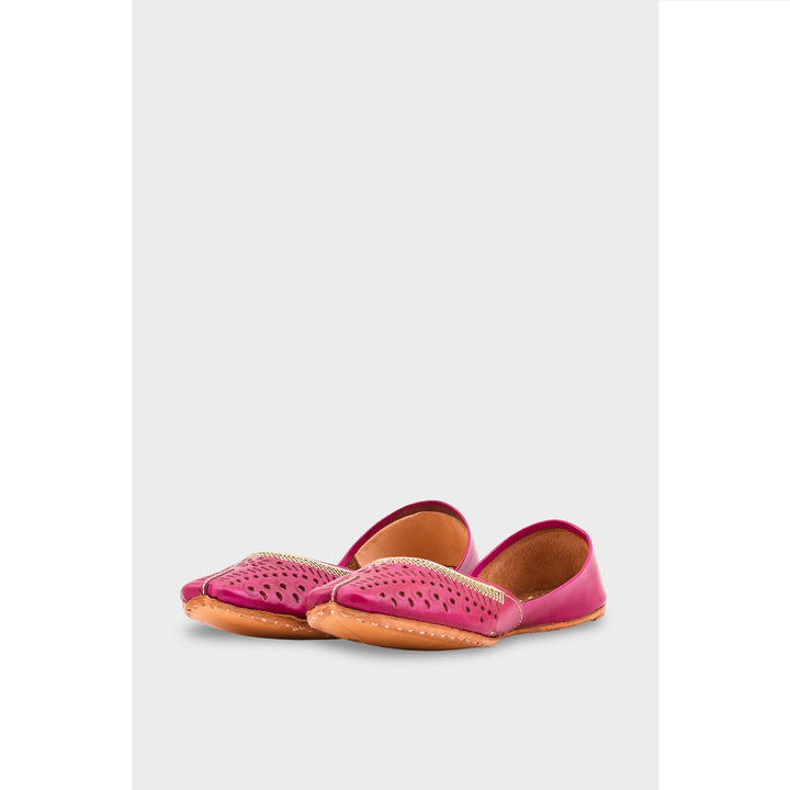 SK Pink Leather Khussa EC8640