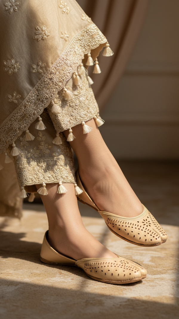 Beige Leather Khussa EC8640