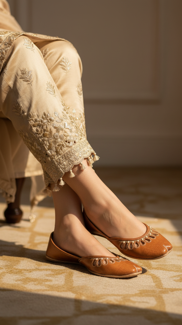 Mustard Leather Khussa EC8643
