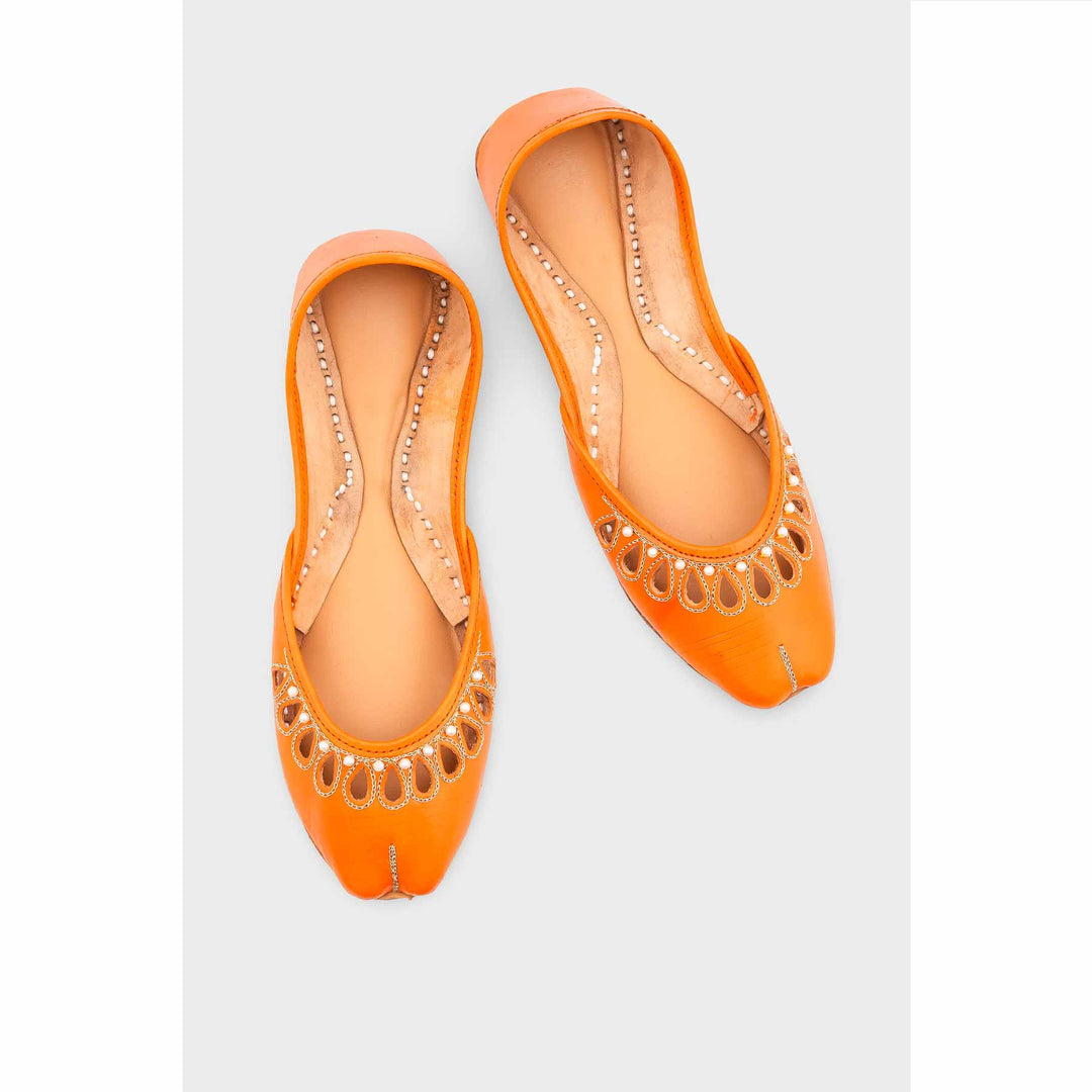 Orange Leather Khussa EC8643
