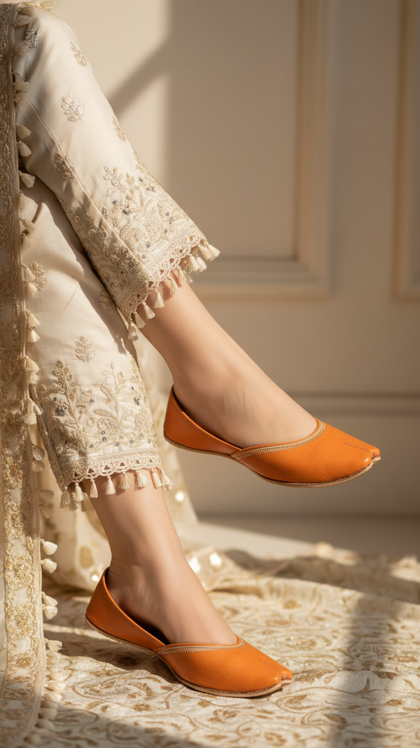 Orange Leather Khussa EC8657