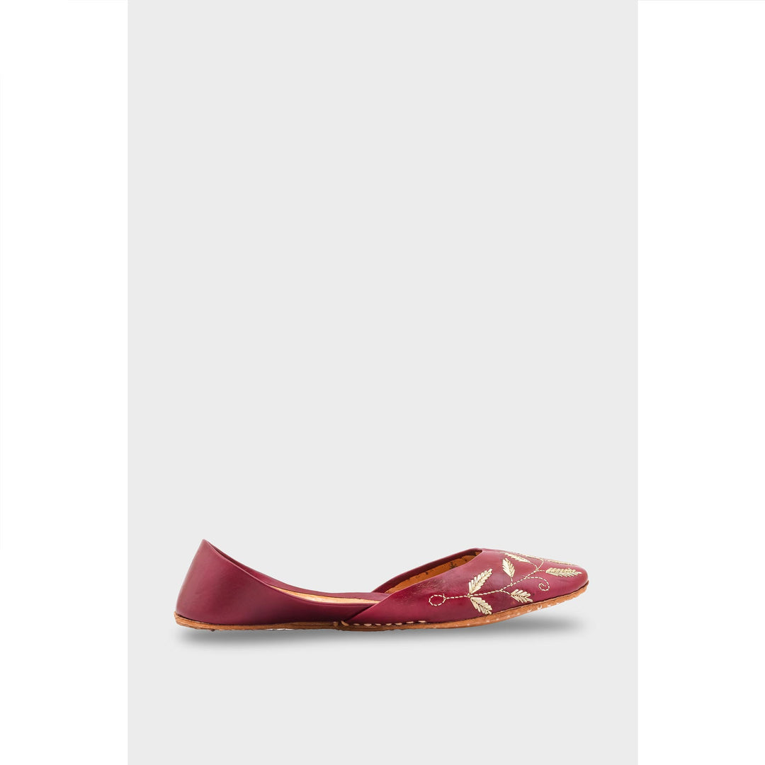 Maroon Leather Khussa EC8658