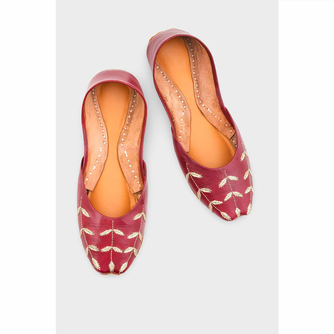 Maroon Leather Khussa EC8659