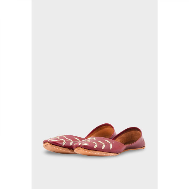 Maroon Leather Khussa EC8659