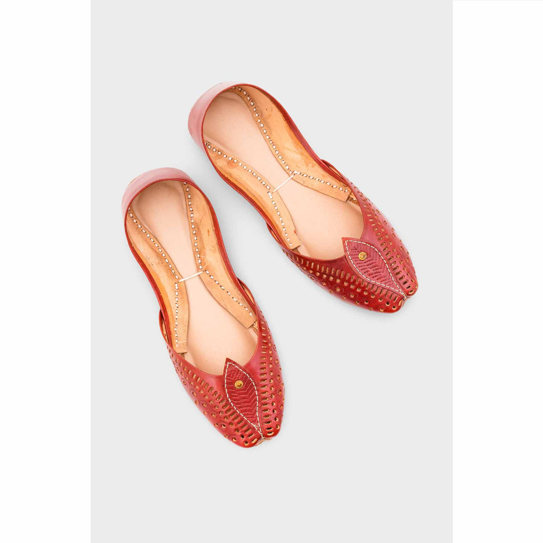 Maroon Leather Khussa EC8666
