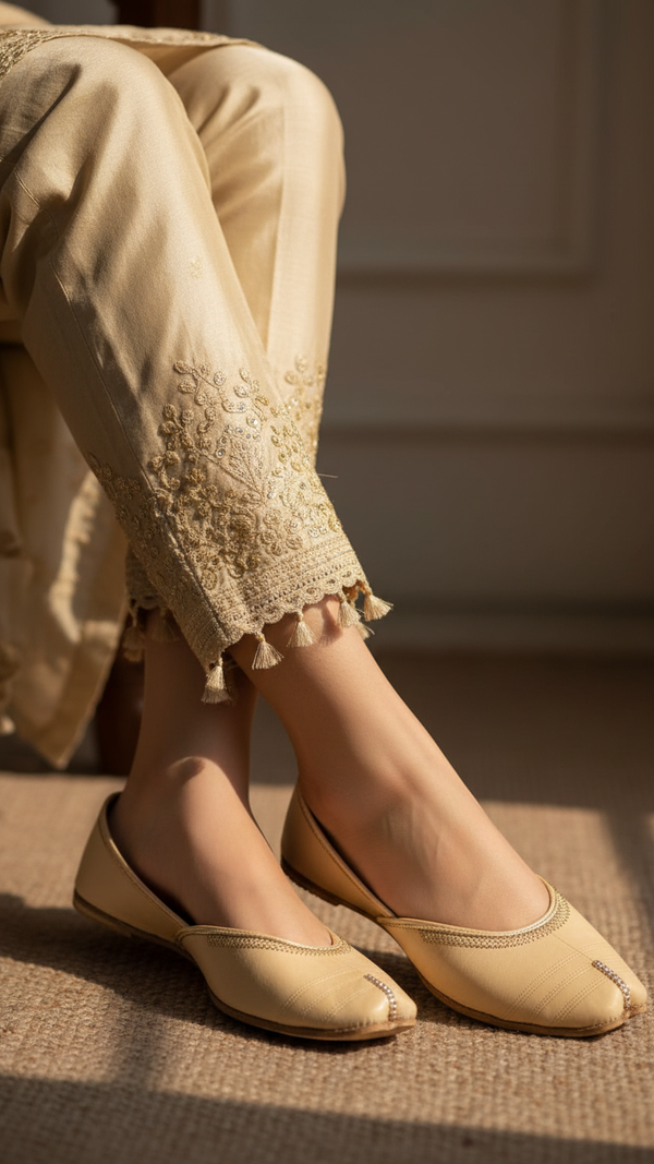 Beige Leather Khussa EC8667