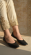 Black Leather Khussa For Women EC8670