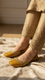 Mustard Leather Khussa For Women EC8677