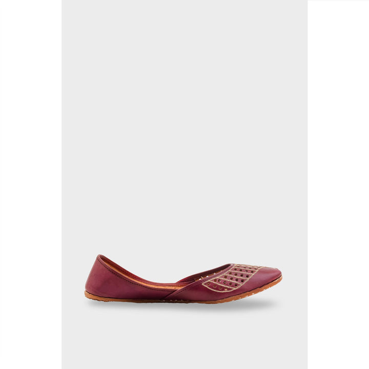 Maroon Leather Khussa For Women EC8681