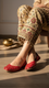Red Leather Khussa For Women EC8684