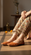 Orange Leather Khussa For Women EC8684