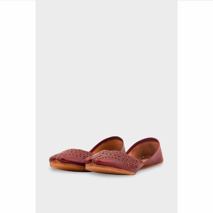 Maroon Leather Khussa For Women EC8694